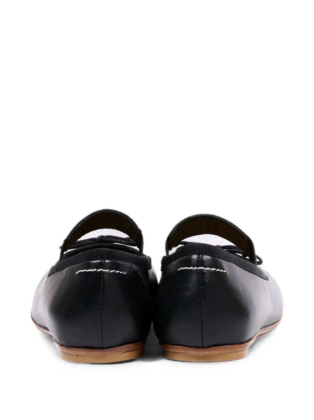 MM6 Maison Margiela Kids logo-strap bow-detail ballet flats Zwart