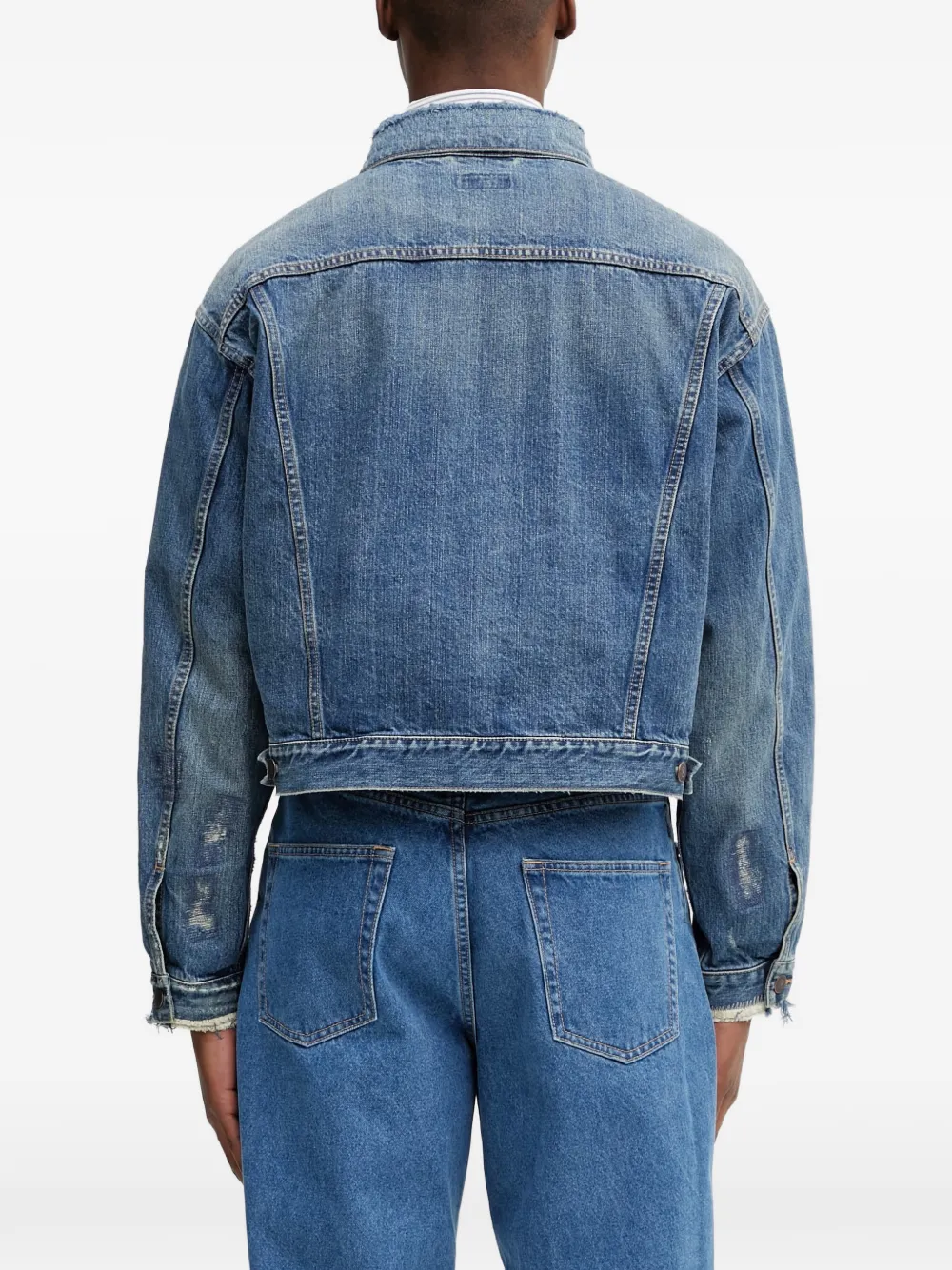 BEAMS Gerafeld denim jack Blauw