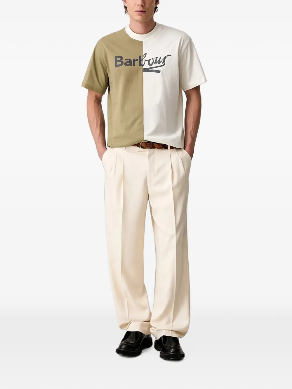 Barbour T-shirt met logoprint Beige