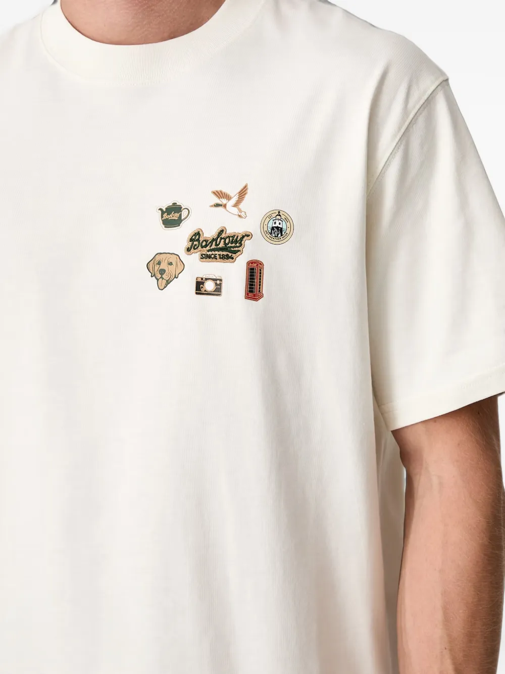 Barbour T-shirt met patchdetail Wit