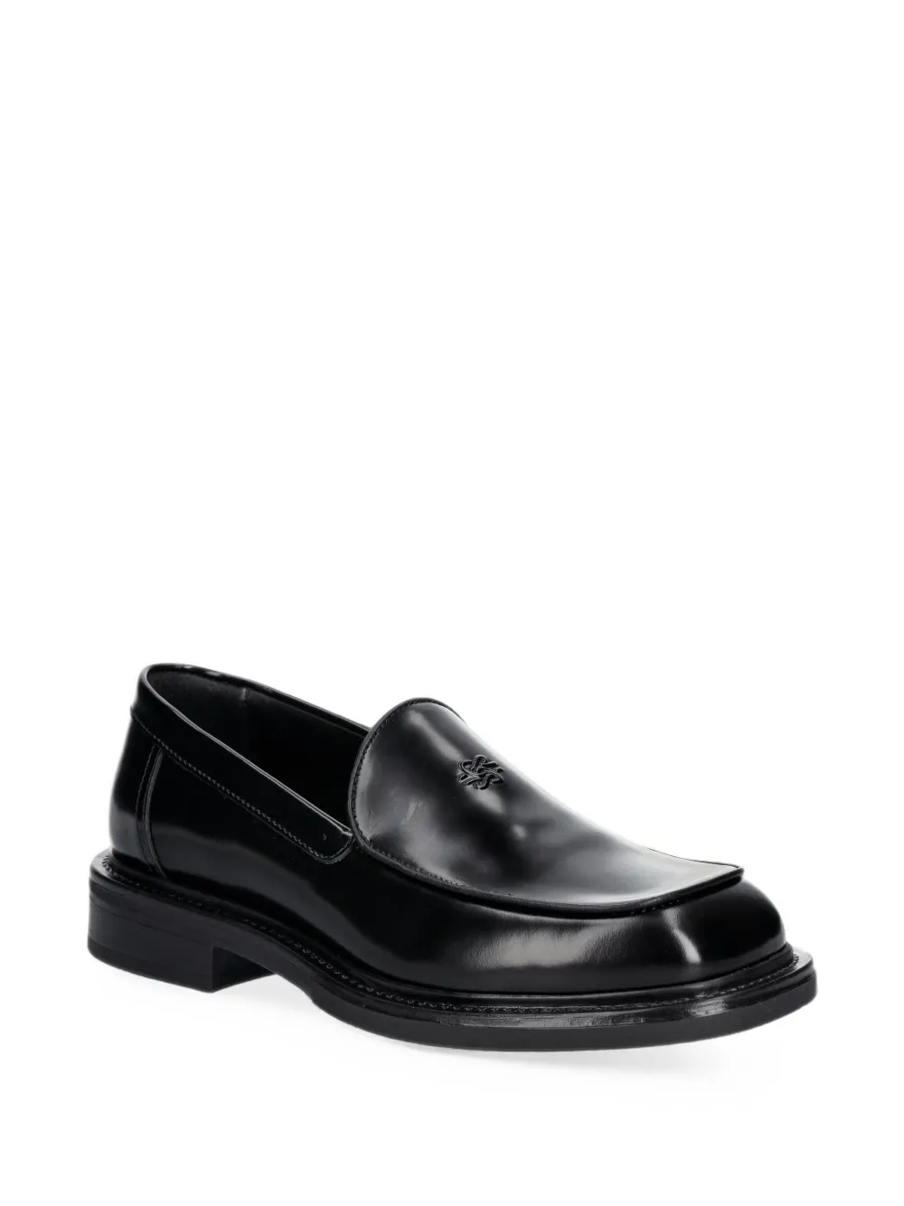 Filling Pieces logo-plaque square-toe loafers Zwart