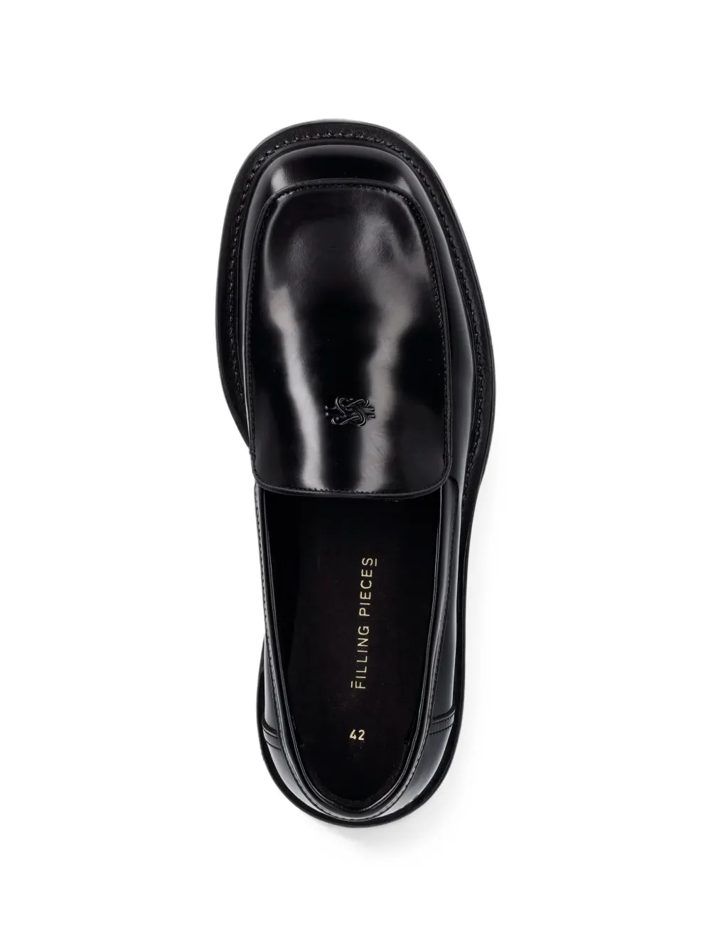 Filling Pieces logo-plaque square-toe loafers Zwart