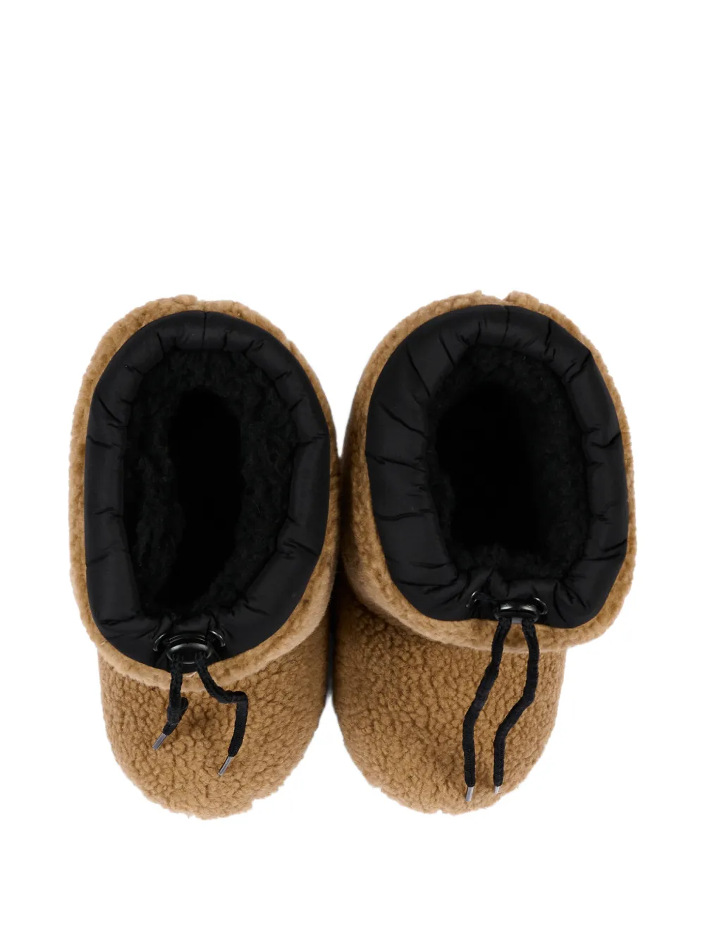 Moschino Kids logo-patch faux-shearling boots Beige