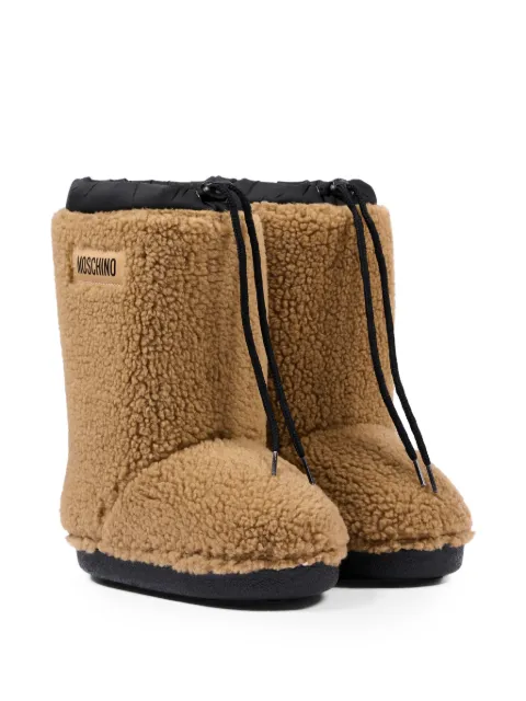 Moschino Kids logo-patch faux-shearling boots