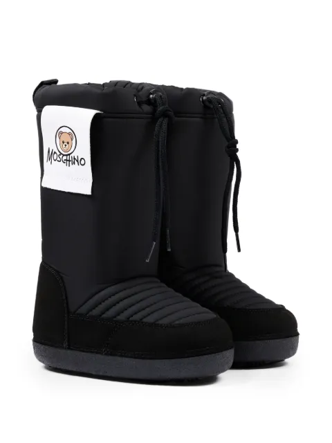 Moschino Kids logo-patch quilted boots