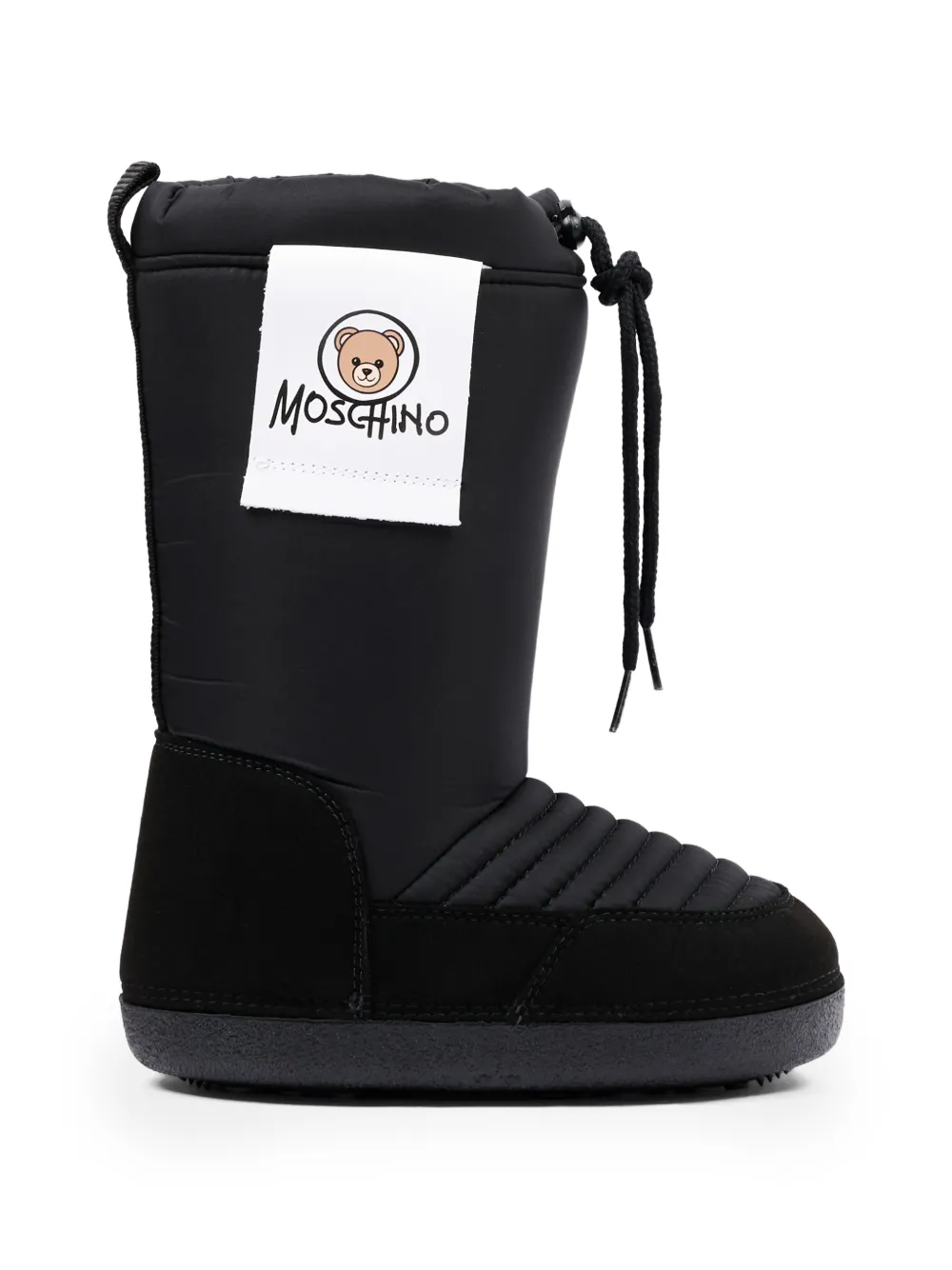 Moschino Kids logo-patch quilted boots Zwart