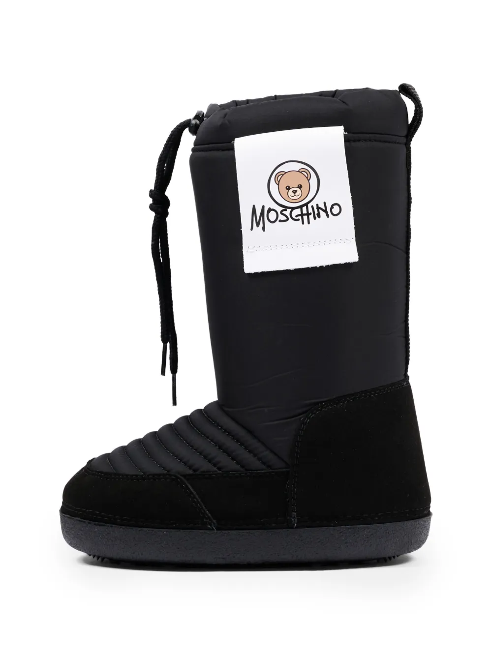 Moschino Kids logo-patch quilted boots Zwart