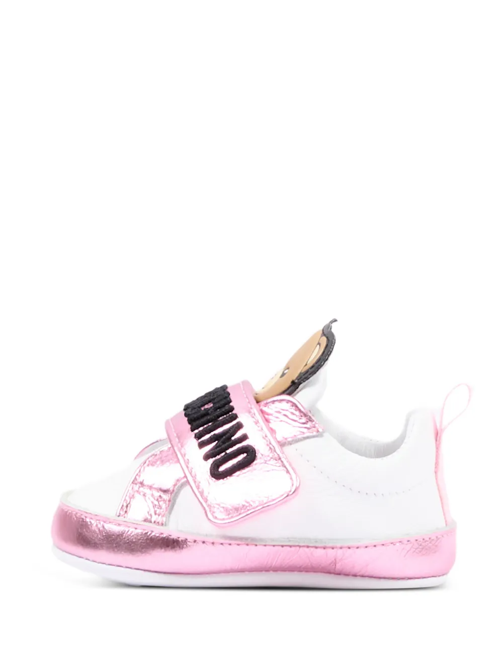 Moschino Kids logo touch-strap sneakers Wit