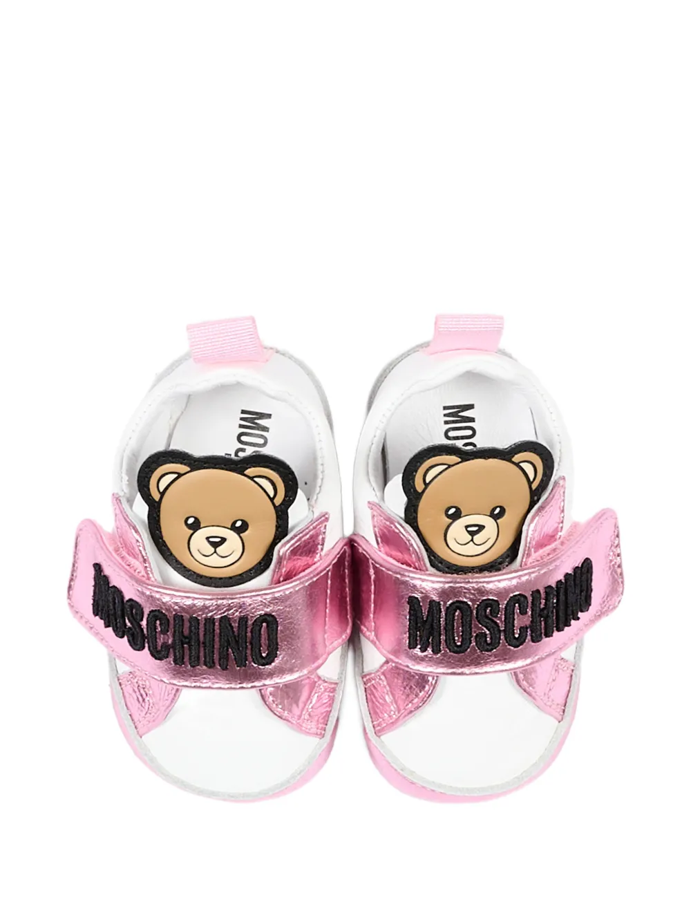 Moschino Kids logo touch-strap sneakers Wit
