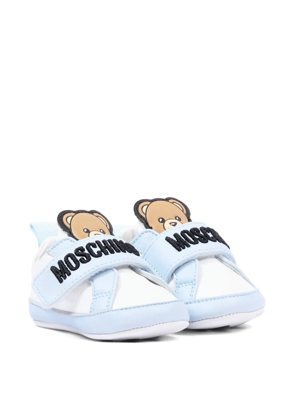 Moschino Kids logo touch-strap sneakers - Bianco