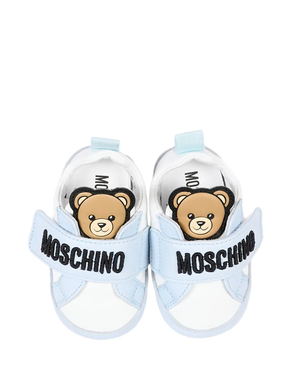 Moschino Kids logo touch-strap sneakers Wit
