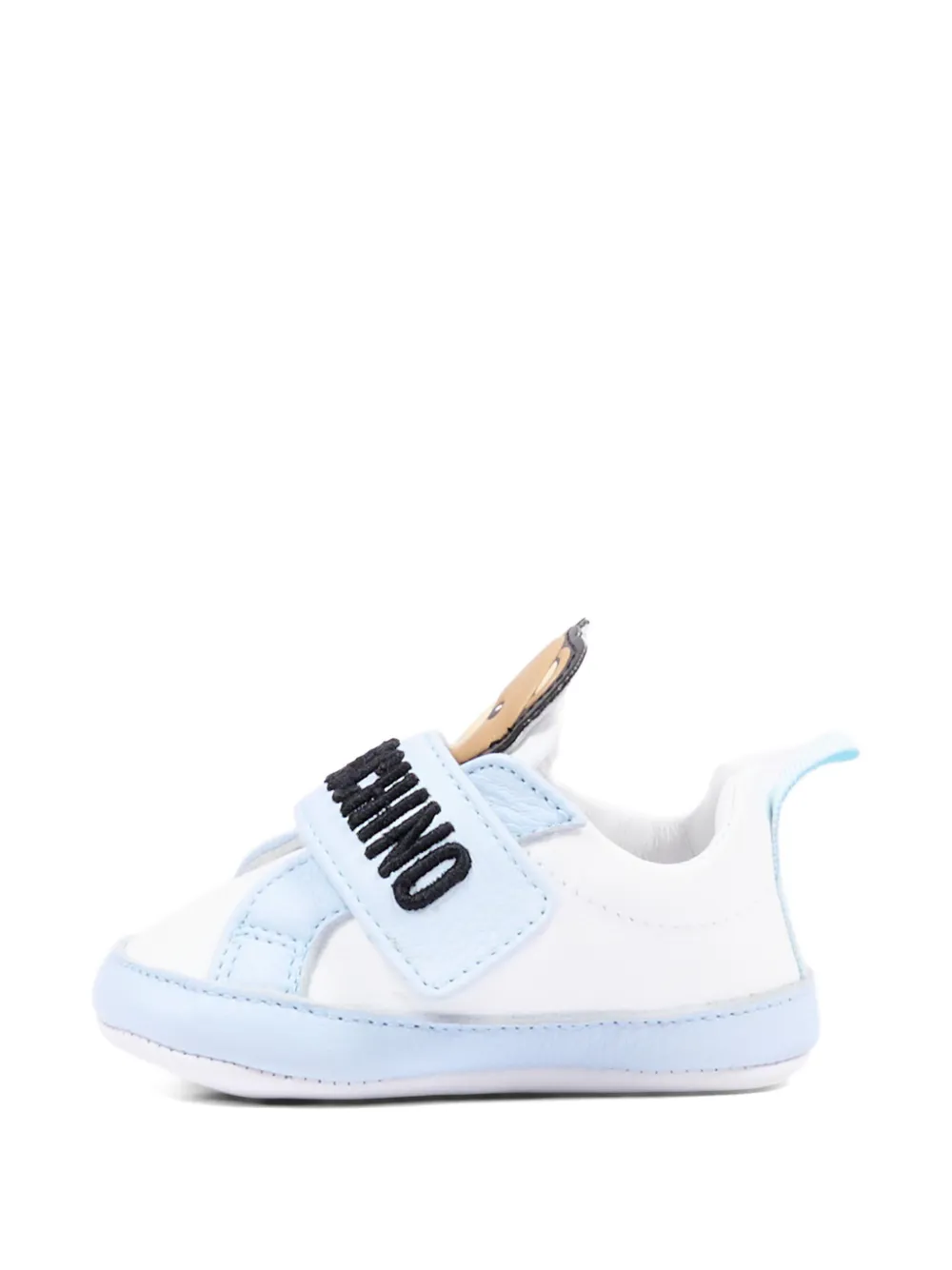 Moschino Kids logo touch-strap sneakers Wit