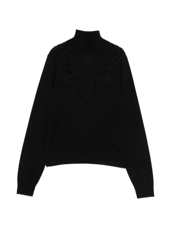 Zimmermann Valiant Merino Lace Turtleneck in Black