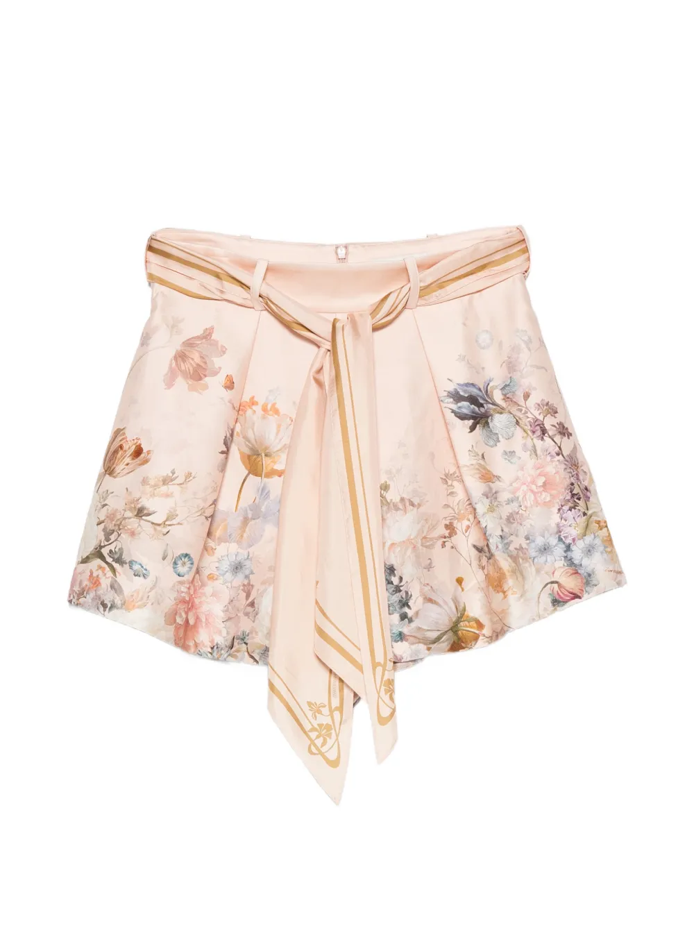 ZIMMERMANN floral-print belted shorts - Nude