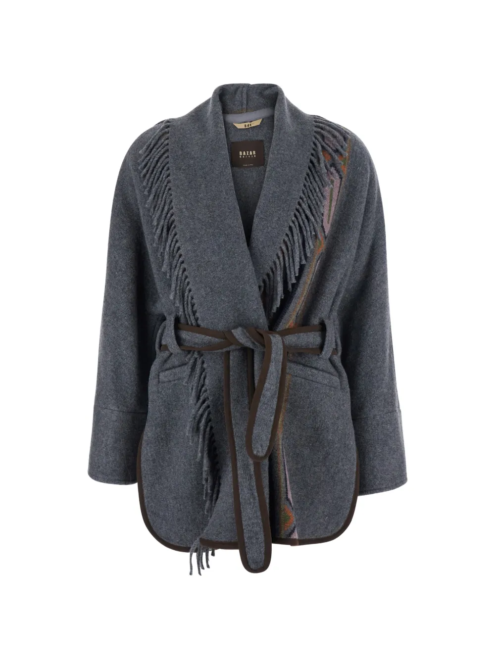 Bazar Deluxe fringed belted cardigan