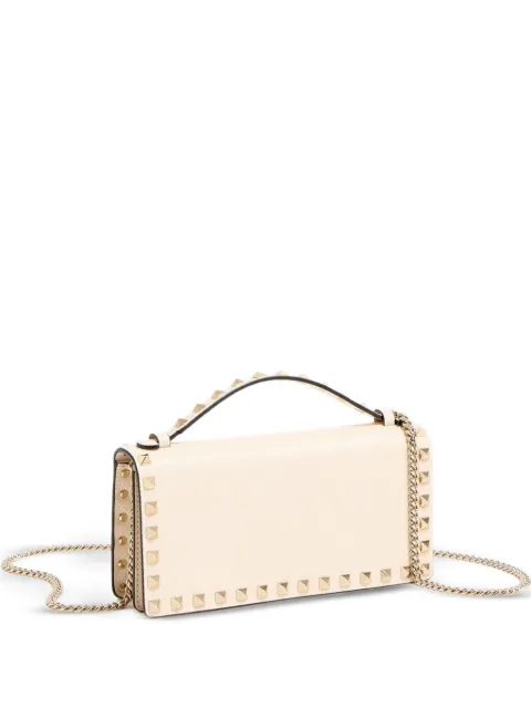 Valentino Garavani Rockstud wallet with chain in grainy calfskin