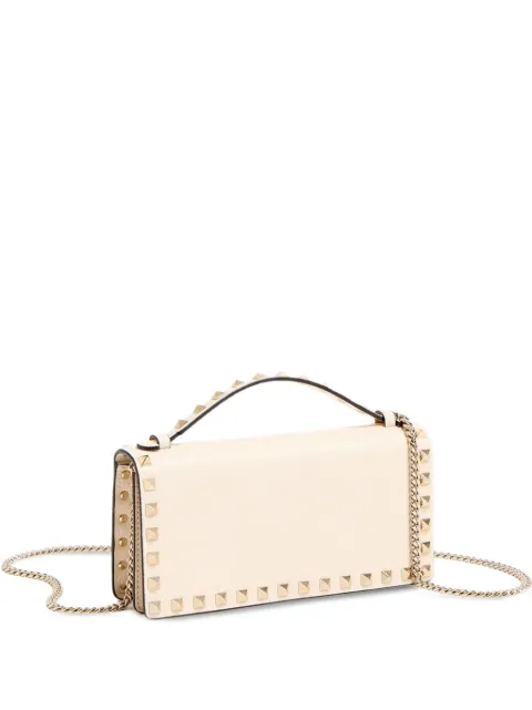 Valentino Garavani Rockstud wallet with chain in grainy calfskin