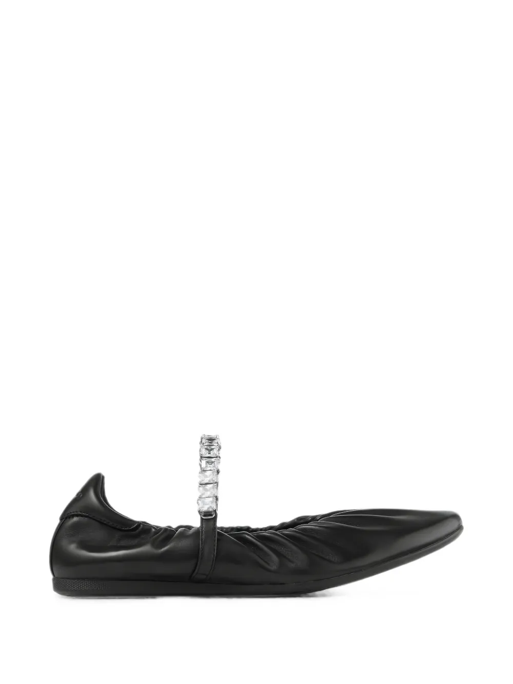 Jimmy Choo Jade zachte nappaleren ballerina's met kristallen band Zwart