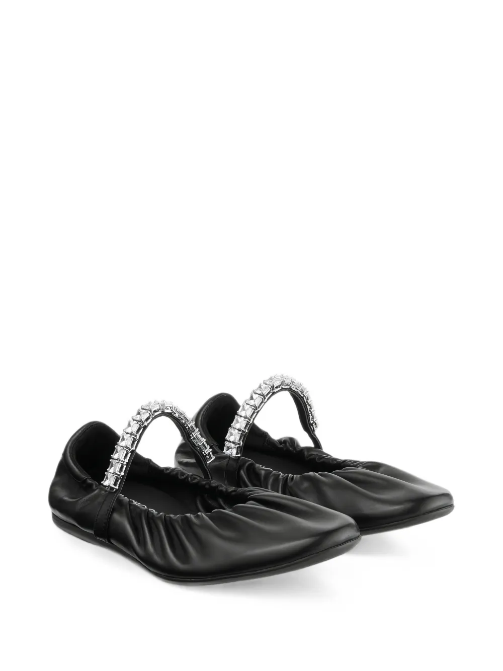 Jimmy Choo Jade zachte nappaleren ballerina's met kristallen band Zwart