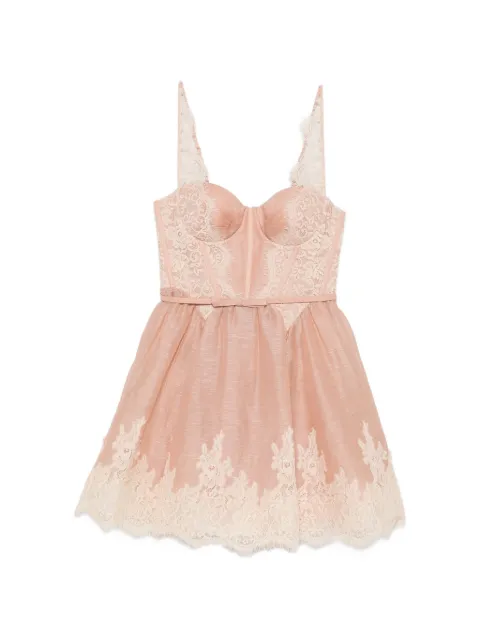 ZIMMERMANN vestido corto a paneles con ribete de encaje