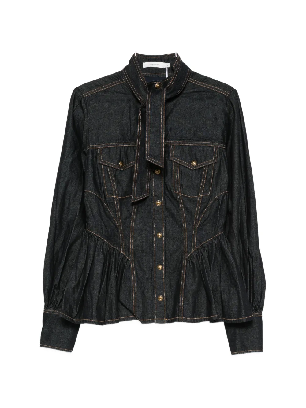 ZIMMERMANN pussy-bow peplum shirt - Blau