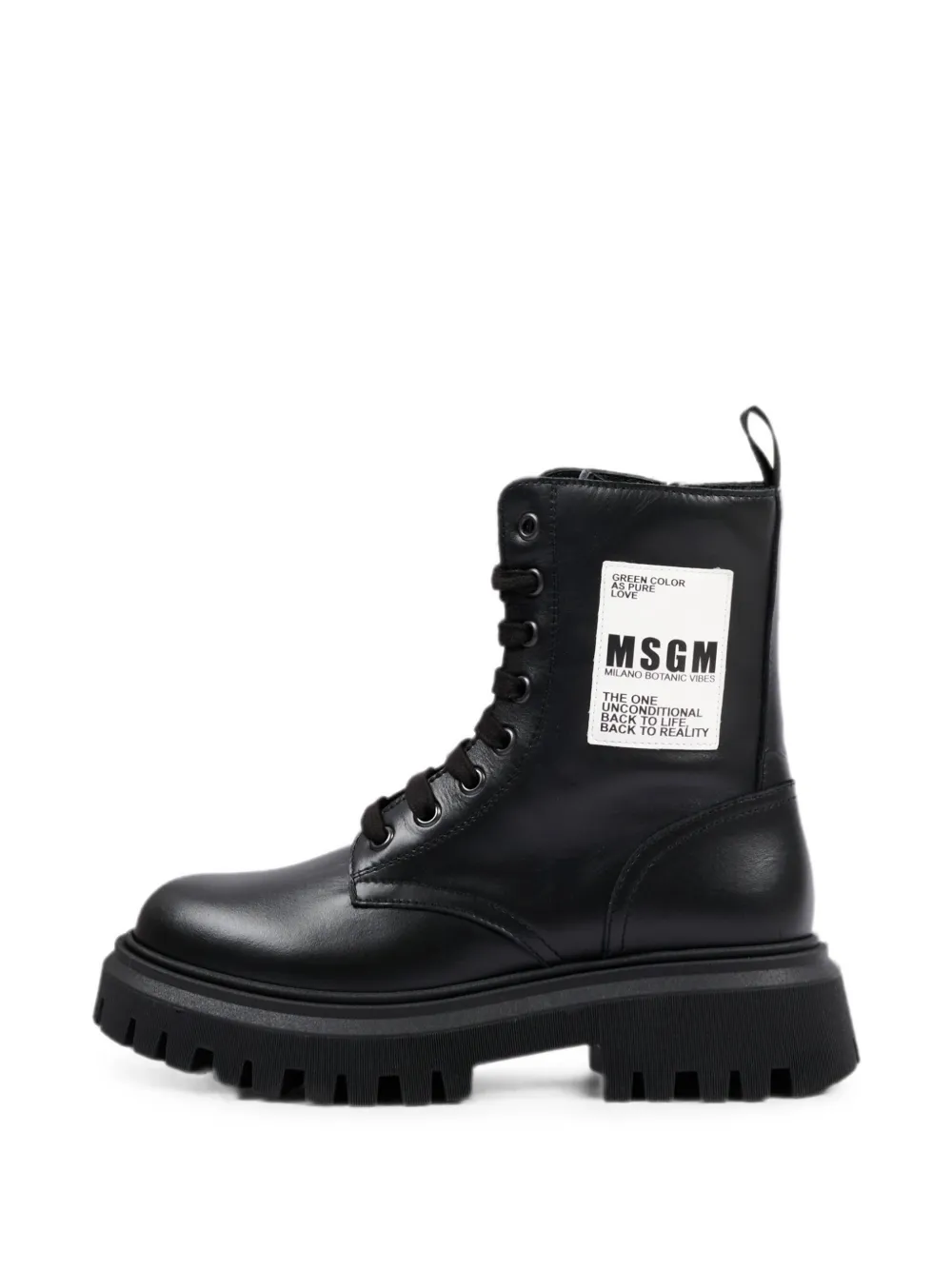 MSGM Kids Enkellaarzen met logopatch en veters Zwart