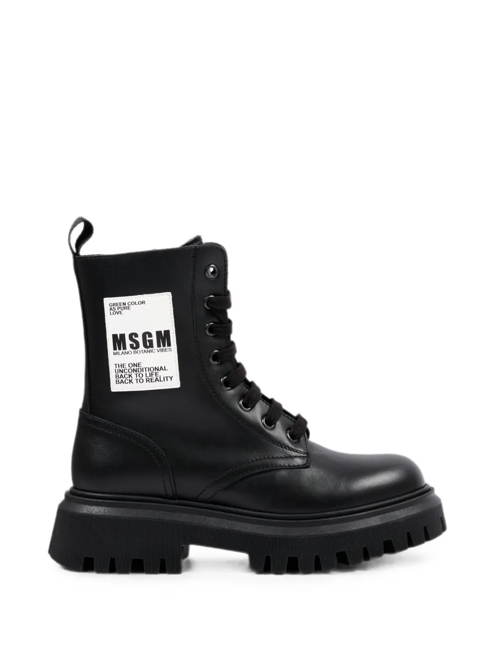 MSGM Kids Enkellaarzen met logopatch en veters Zwart