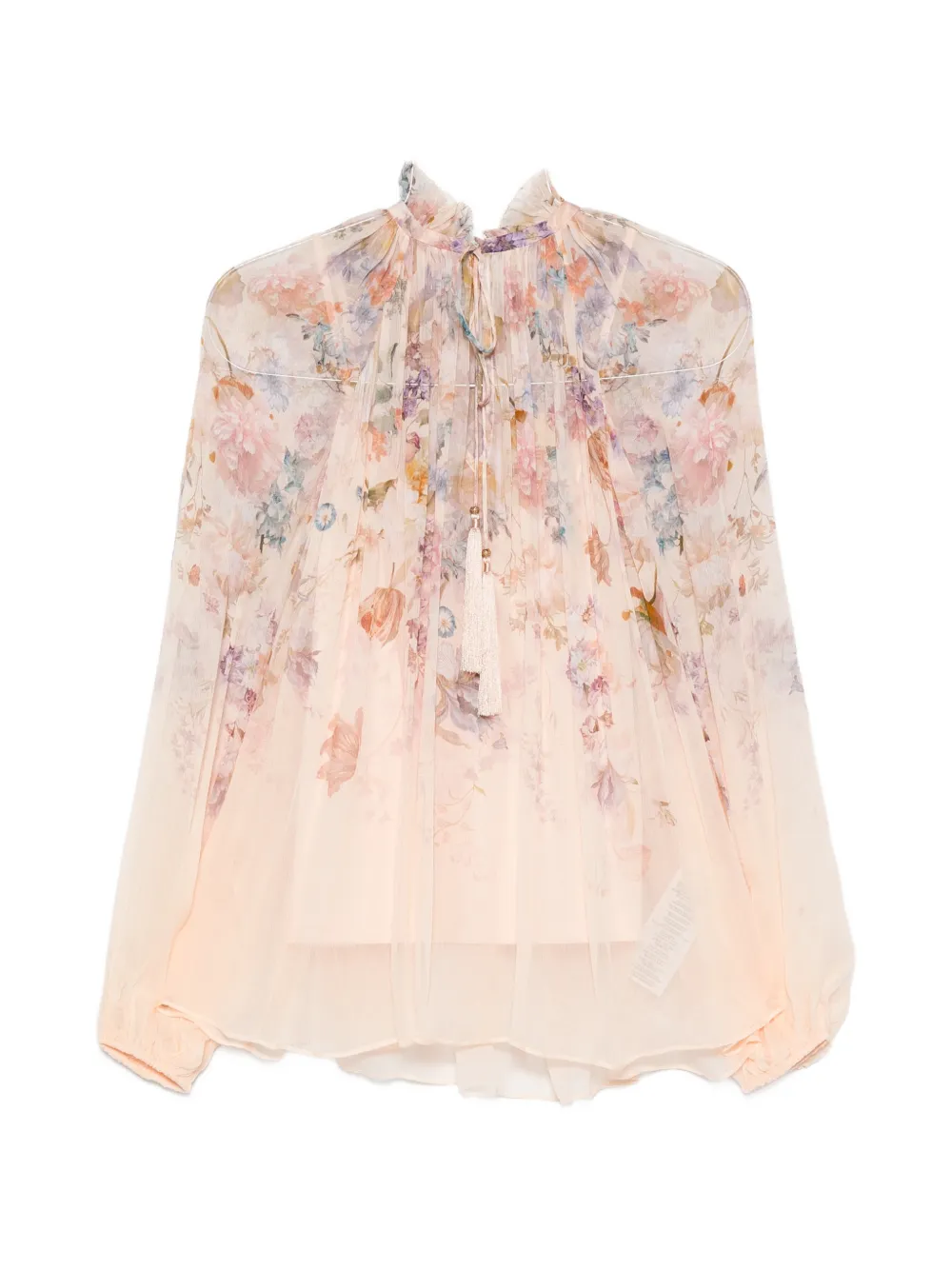 ZIMMERMANN floral-print pleated blouse - Toni neutri