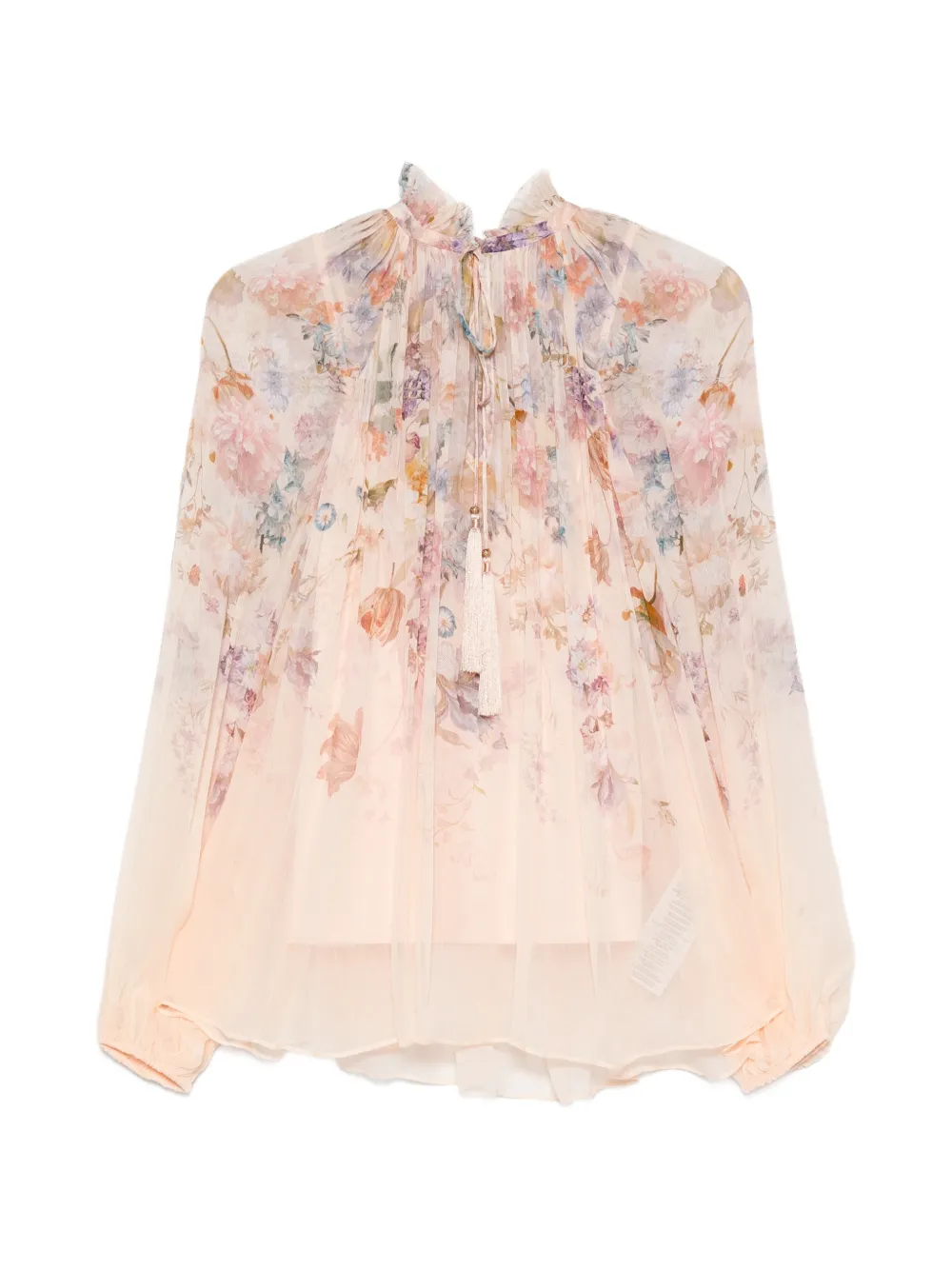 ZIMMERMANN floral-print pleated blouse - Toni neutri