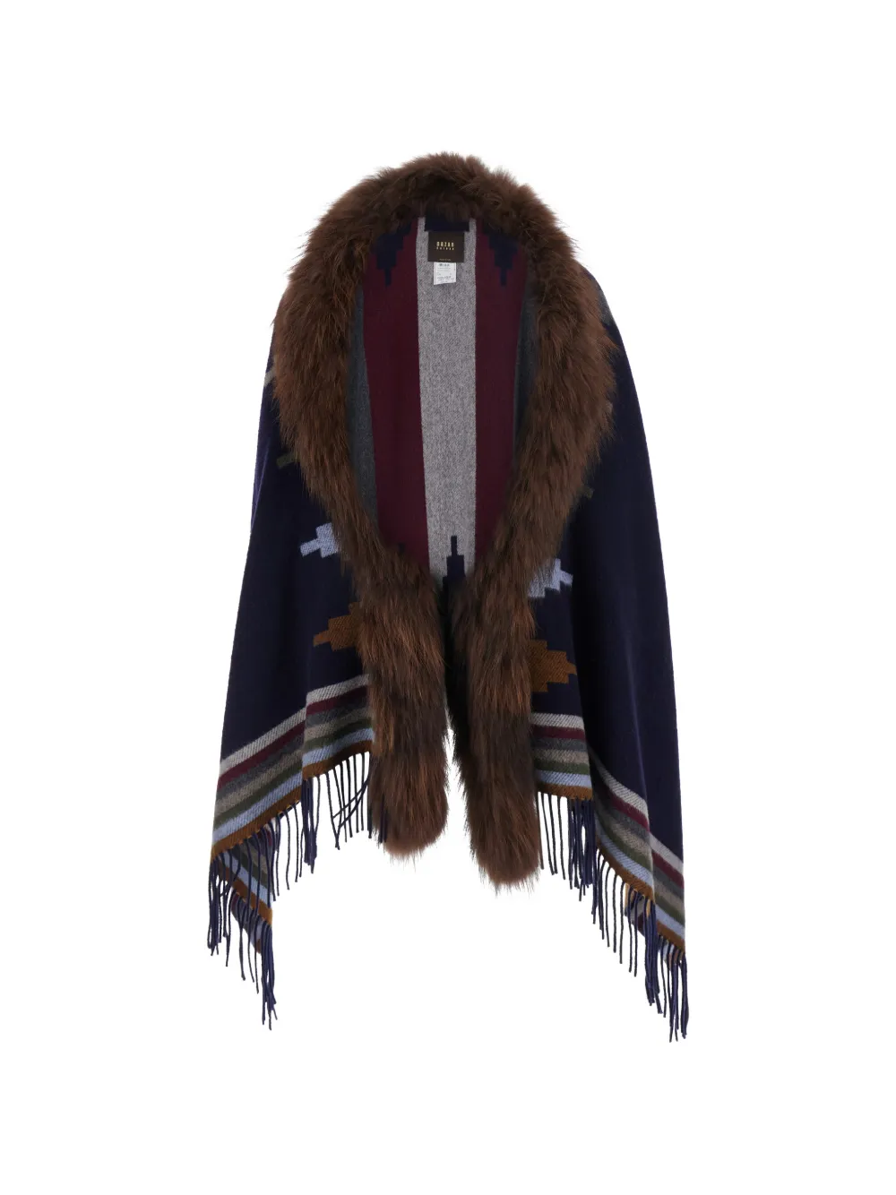 Bazar Deluxe fur-trim geometric-pattern cape