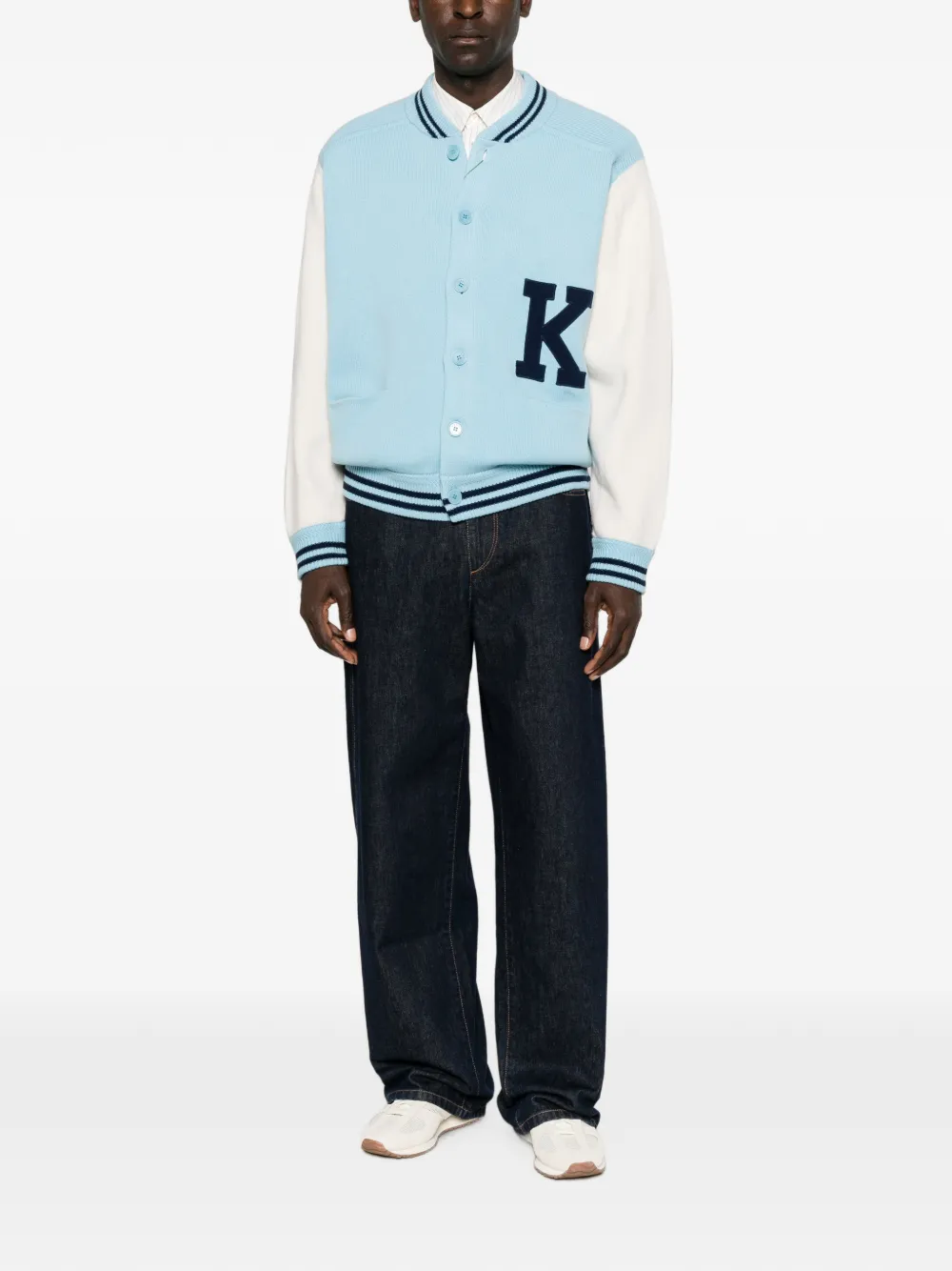 Kenzo Varsity logo-embroidered cardigan Blauw