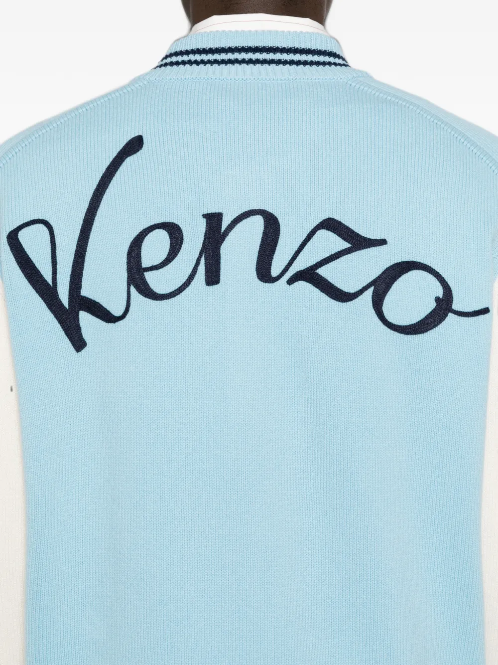 Kenzo Varsity logo-embroidered cardigan Blauw