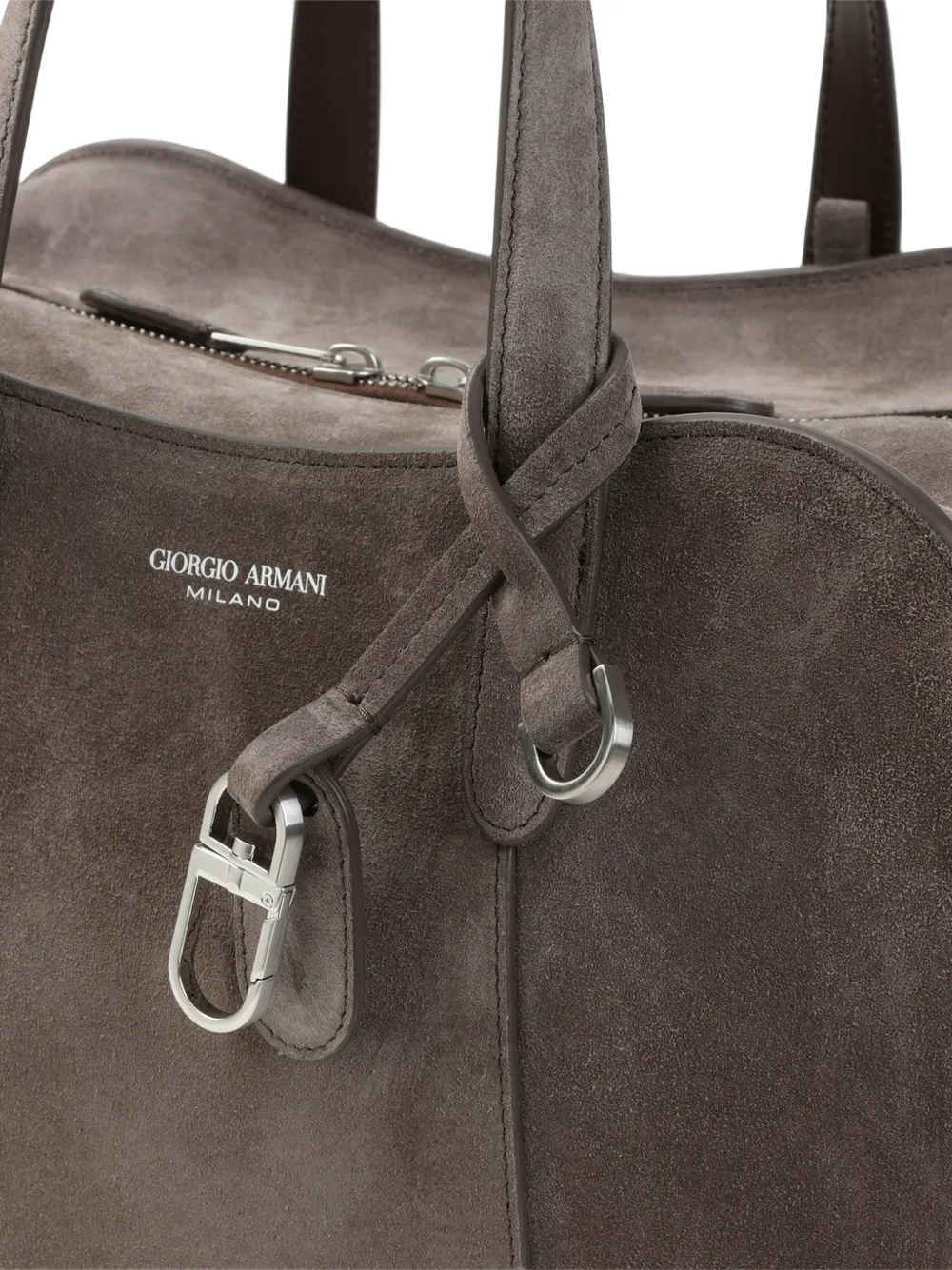Giorgio Armani Suède shopper met logoprint Grijs