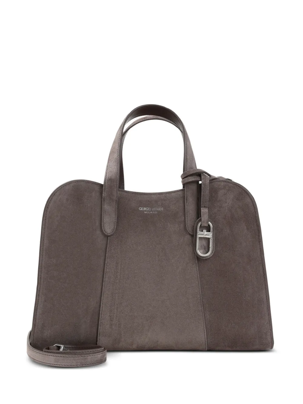 Giorgio Armani Borsa tote in pelle scamosciata con logo - Grigio