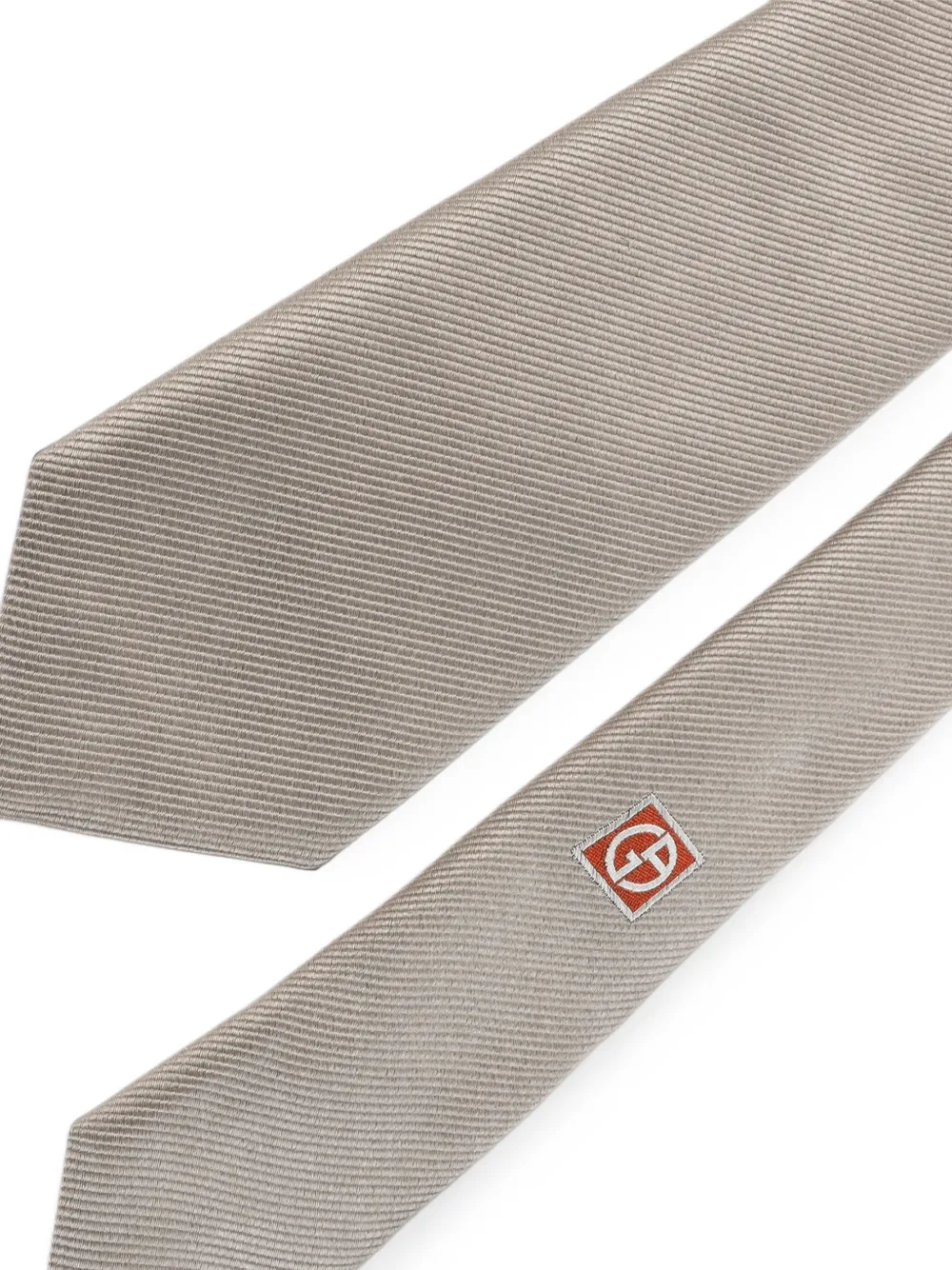 Giorgio Armani Zijden-satijnen stropdas met logopatch Beige