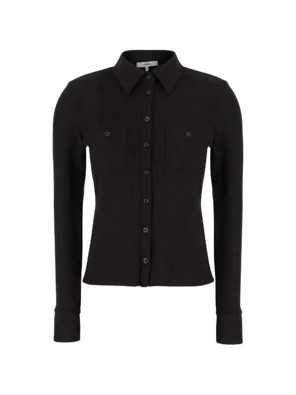 Frame Ribbed-knit Button-up Cardigan in Black