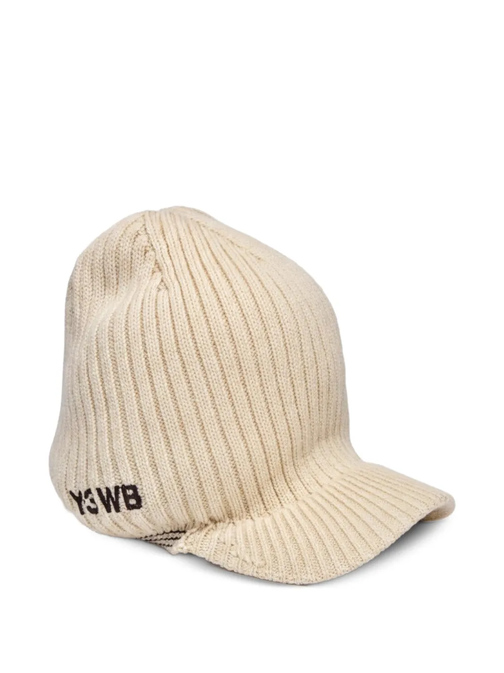 Y-3 x Wales Bonner ribbed-knit visor beanie hat - Toni neutri