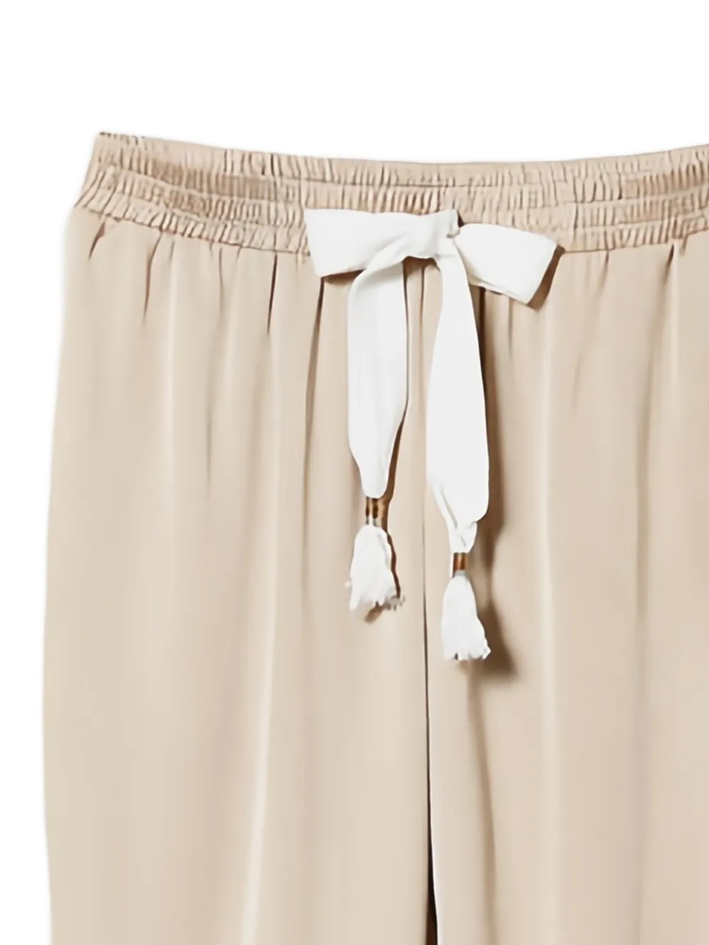 TWINSET Trainingsbroek met trekkoord en satijnen afwerking Beige