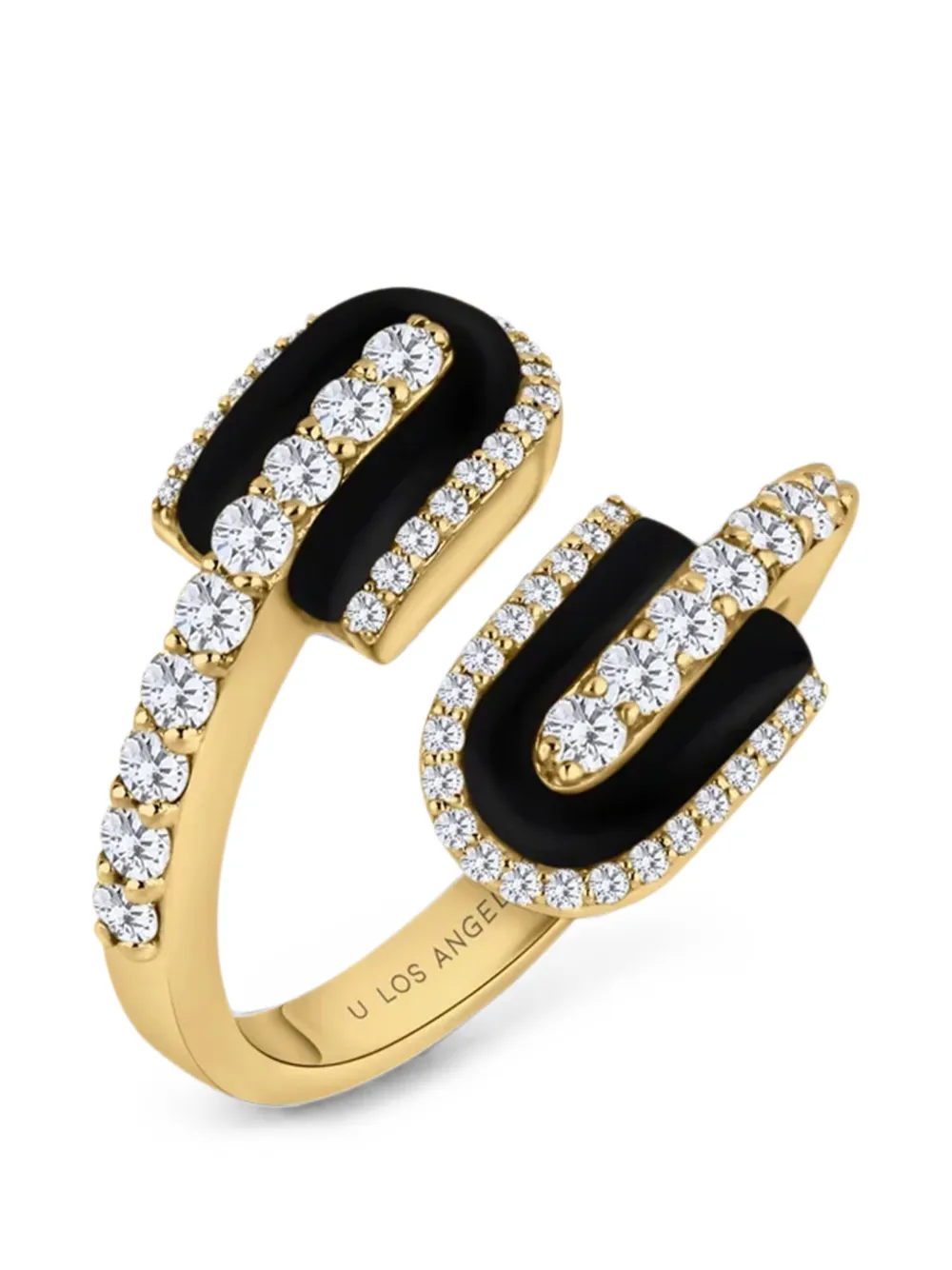 U LOS ANGELES U Duo Maxi diamond and onyx ring - Gold