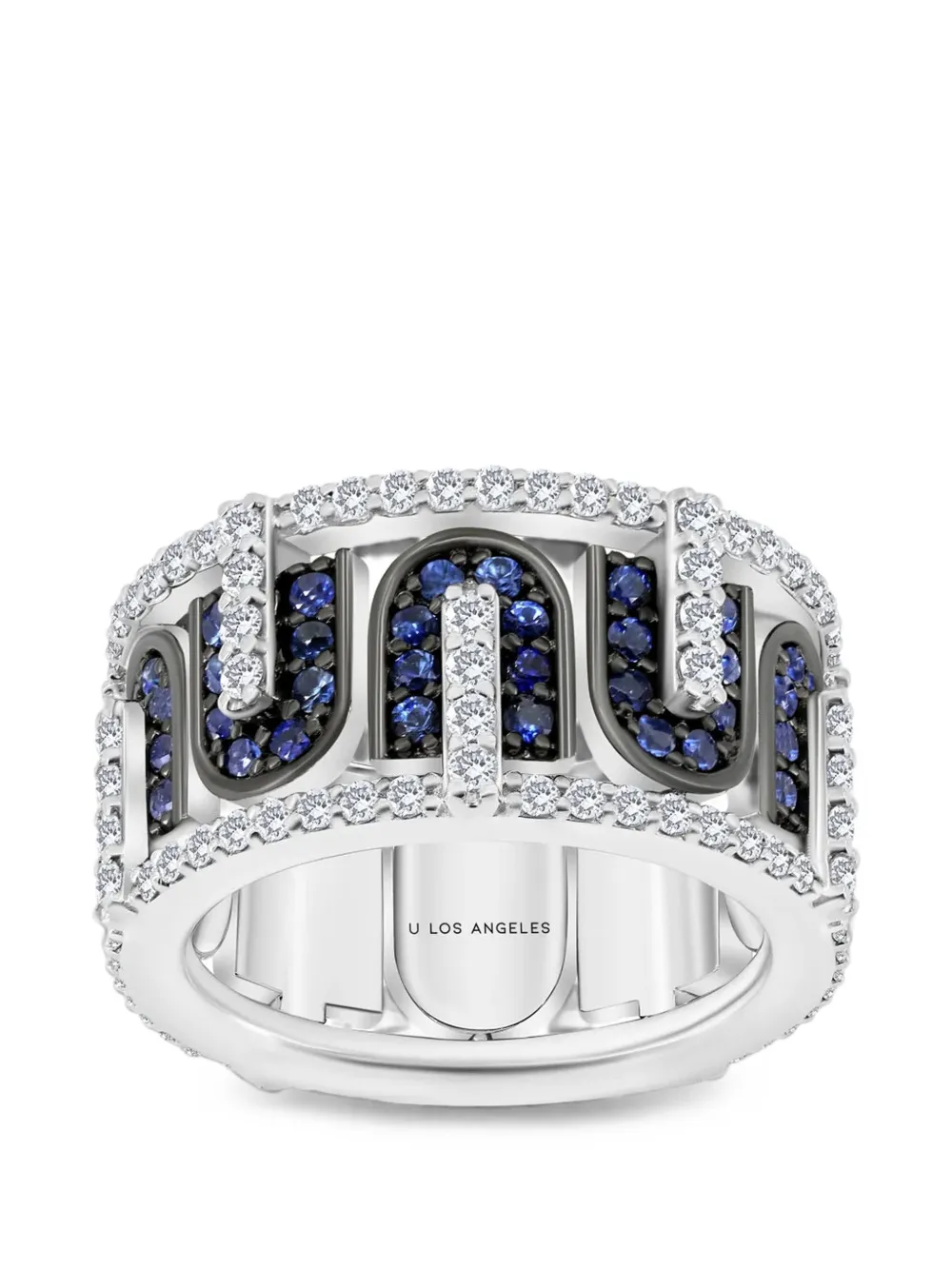 U LOS ANGELES diamond and sapphire U ring - Silber