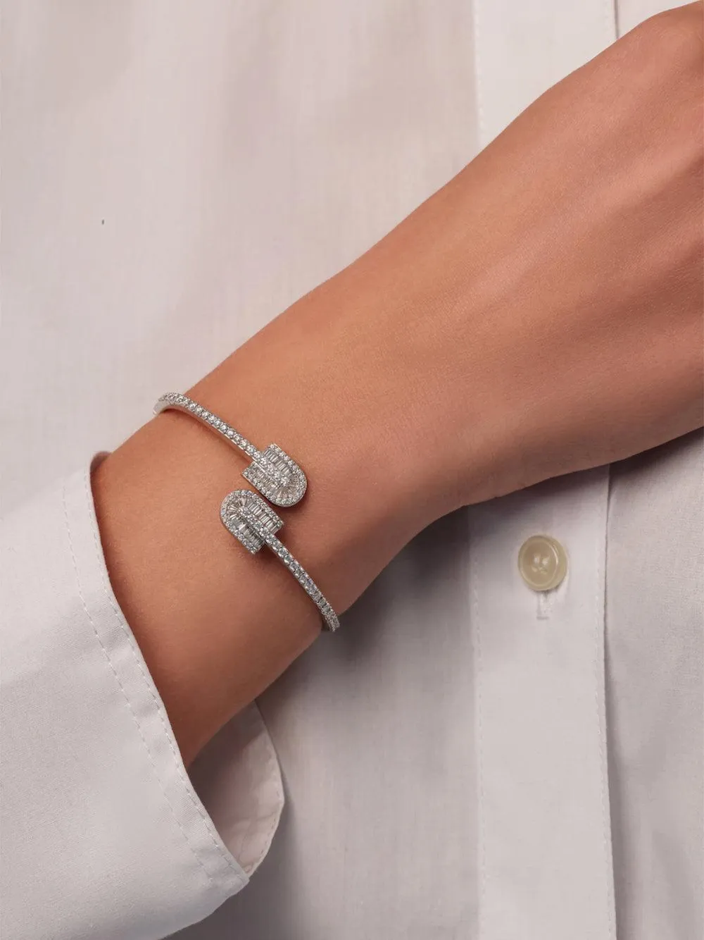 U LOS ANGELES maxi U Duo diamond bracelet - Silber