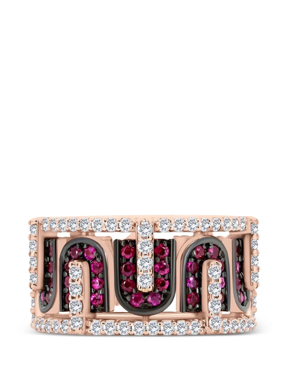 U LOS ANGELES Anello con diamanti e rubini - Rosa