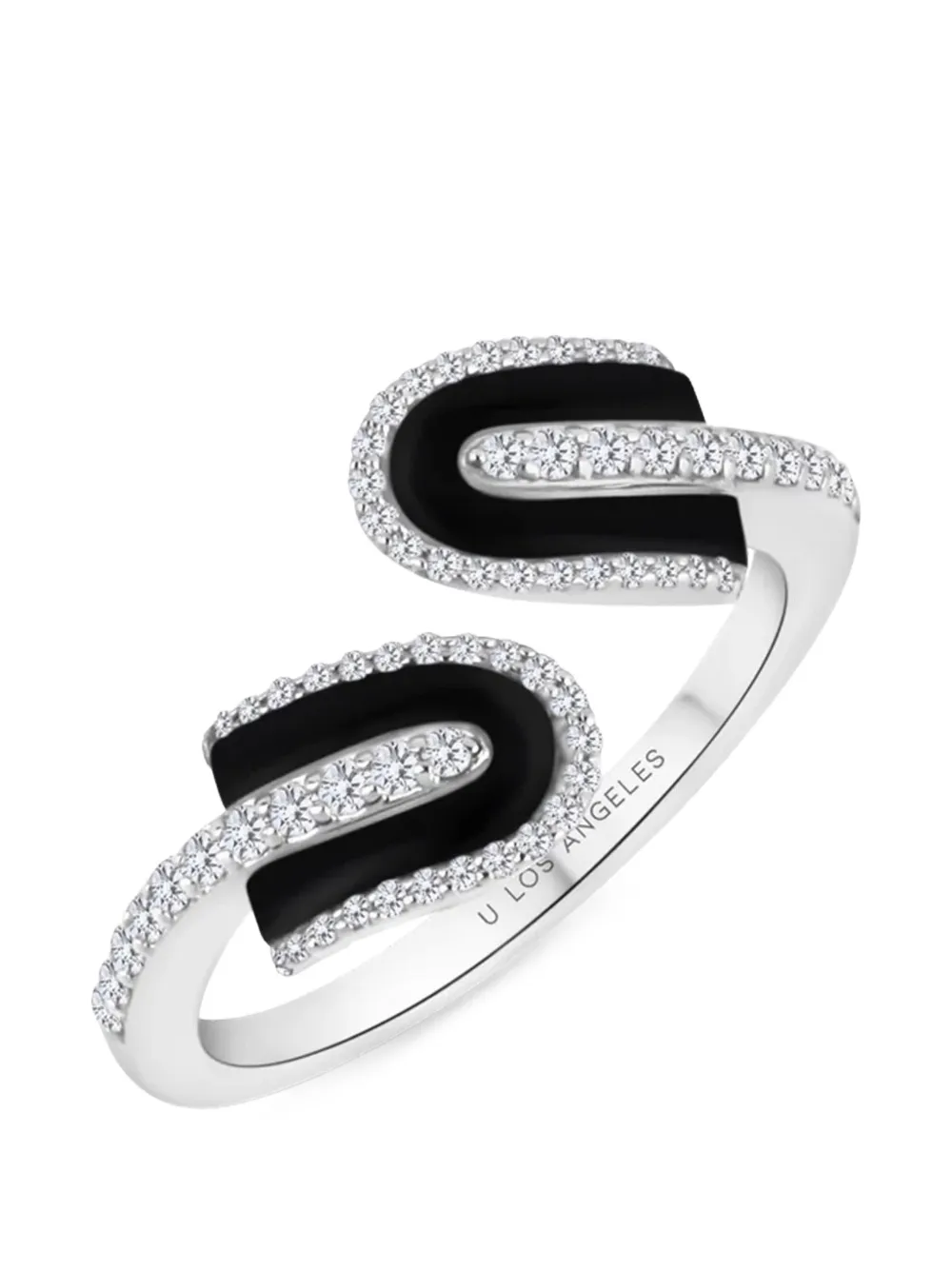 U LOS ANGELES U Duo diamond and onyx ring - Silber