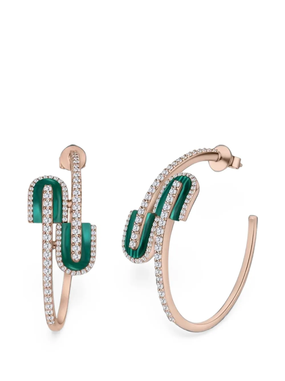 U LOS ANGELES malachite and diamond hoop earrings - Rosa