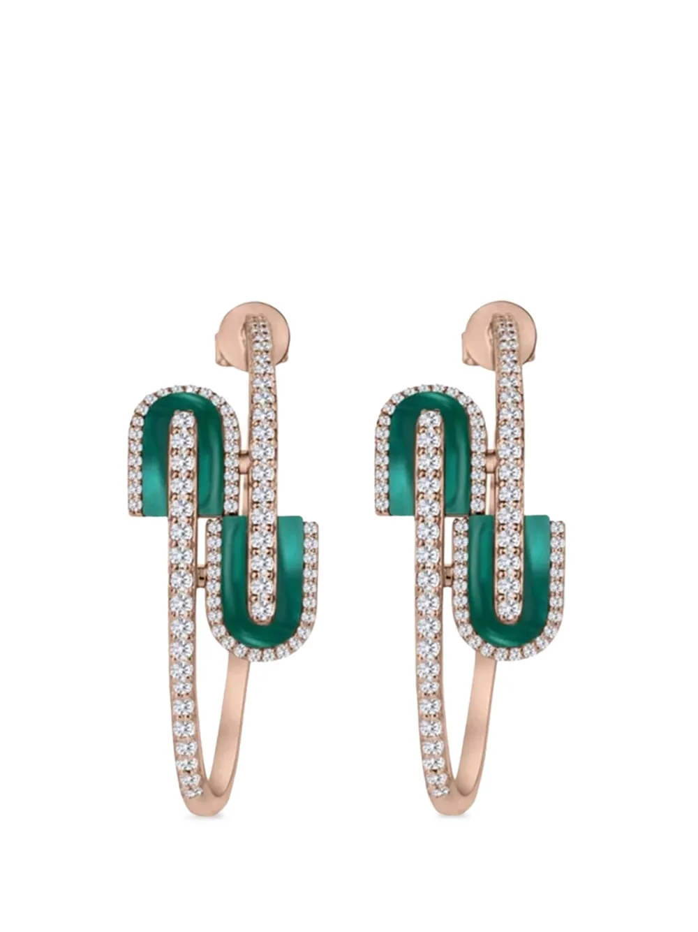 U LOS ANGELES malachite and diamond hoop earrings - Rosa