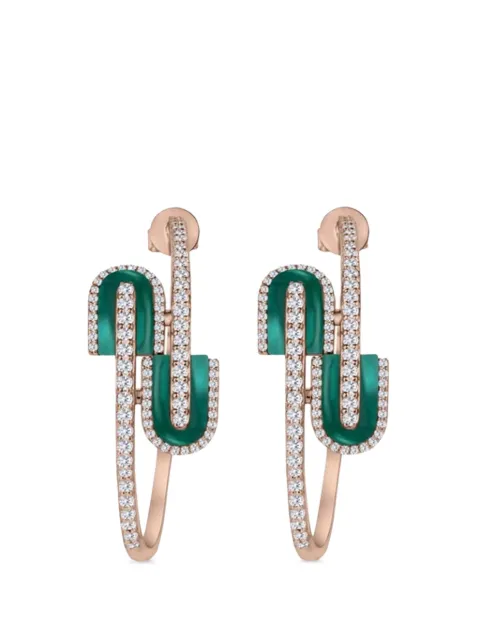 U LOS ANGELES malachite and diamond hoop earrings