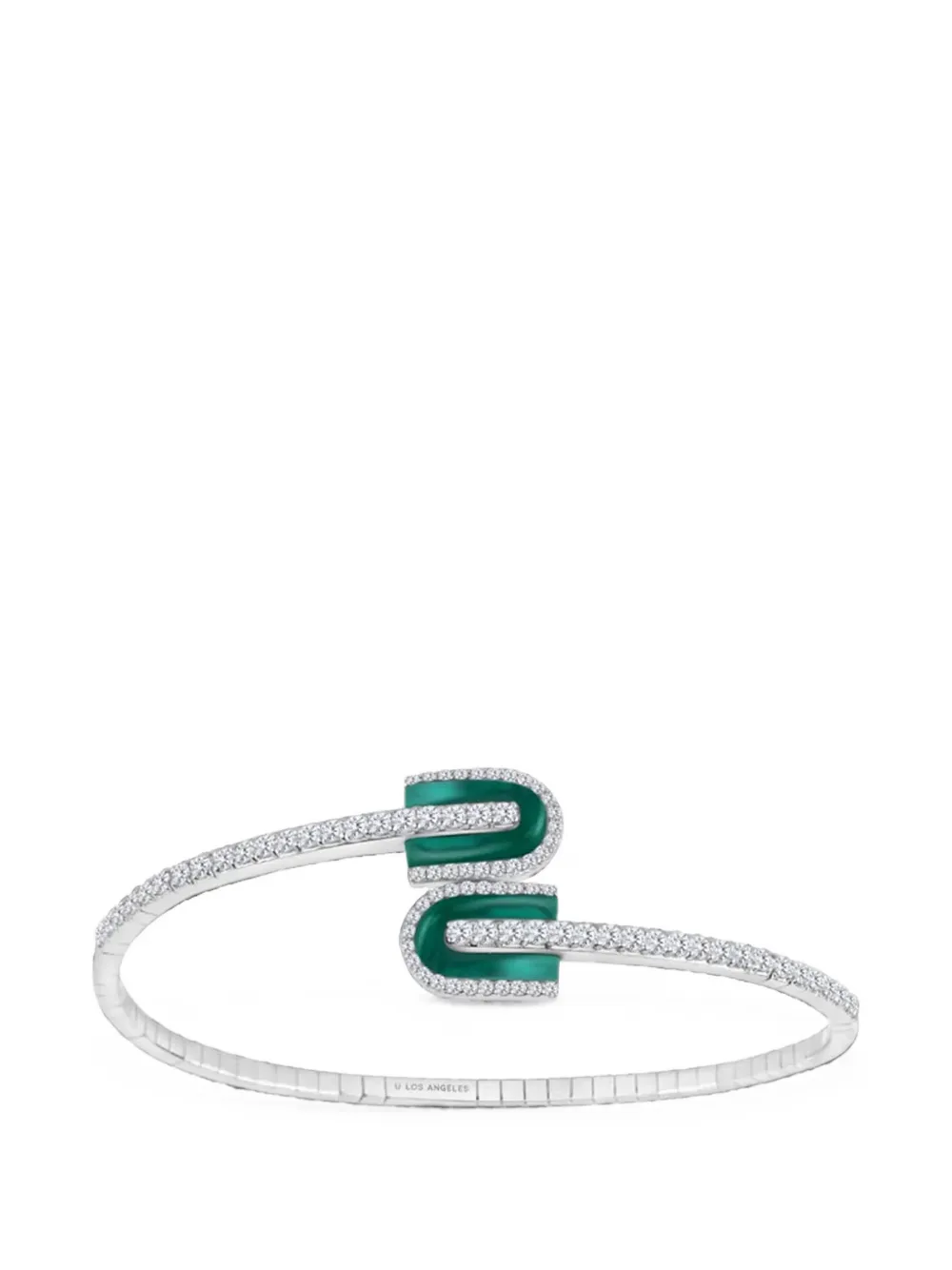 U LOS ANGELES diamond and malachite bangle bracelet - Silber