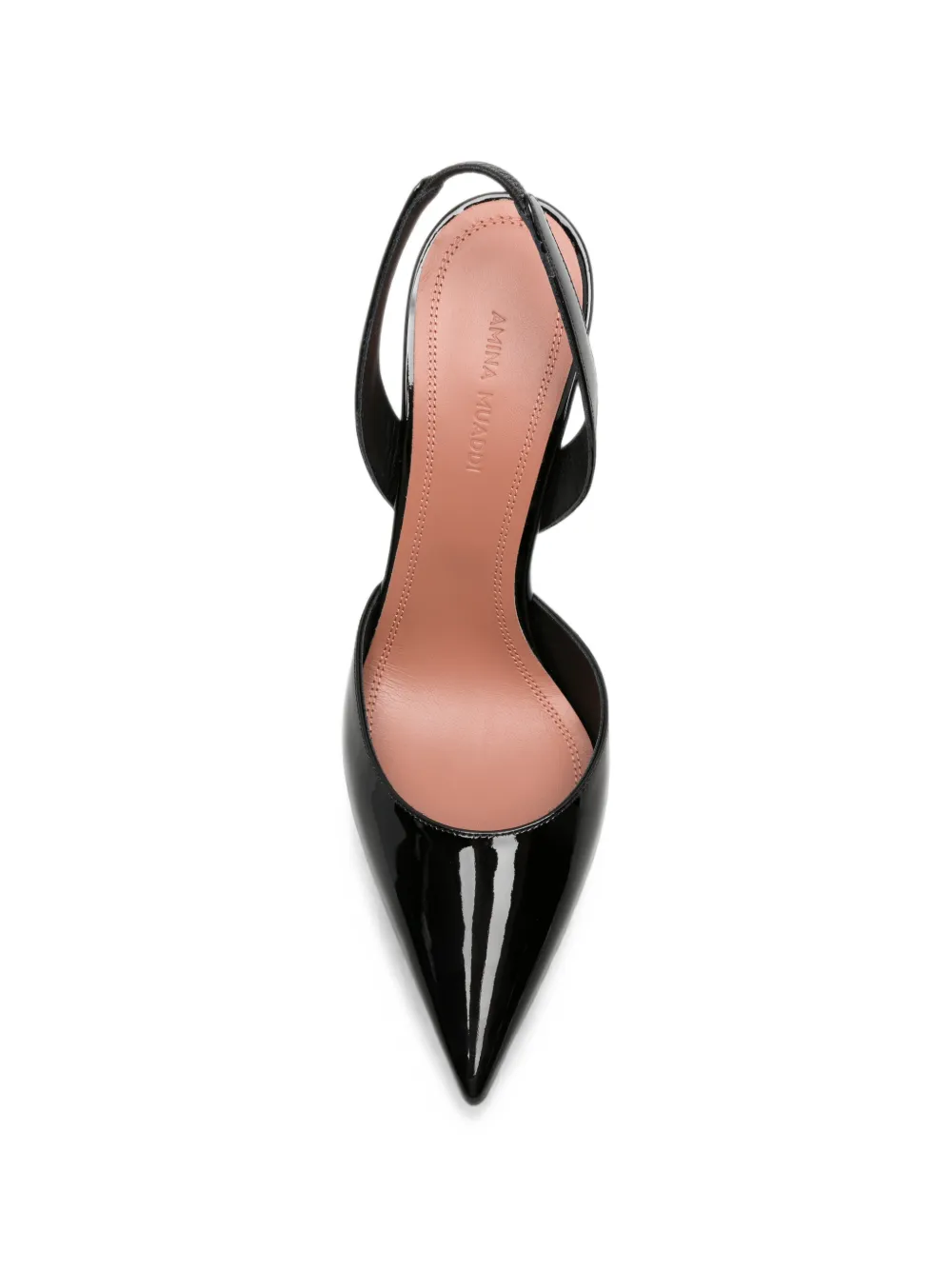Amina Muaddi Hollis patent slingback pumps Zwart