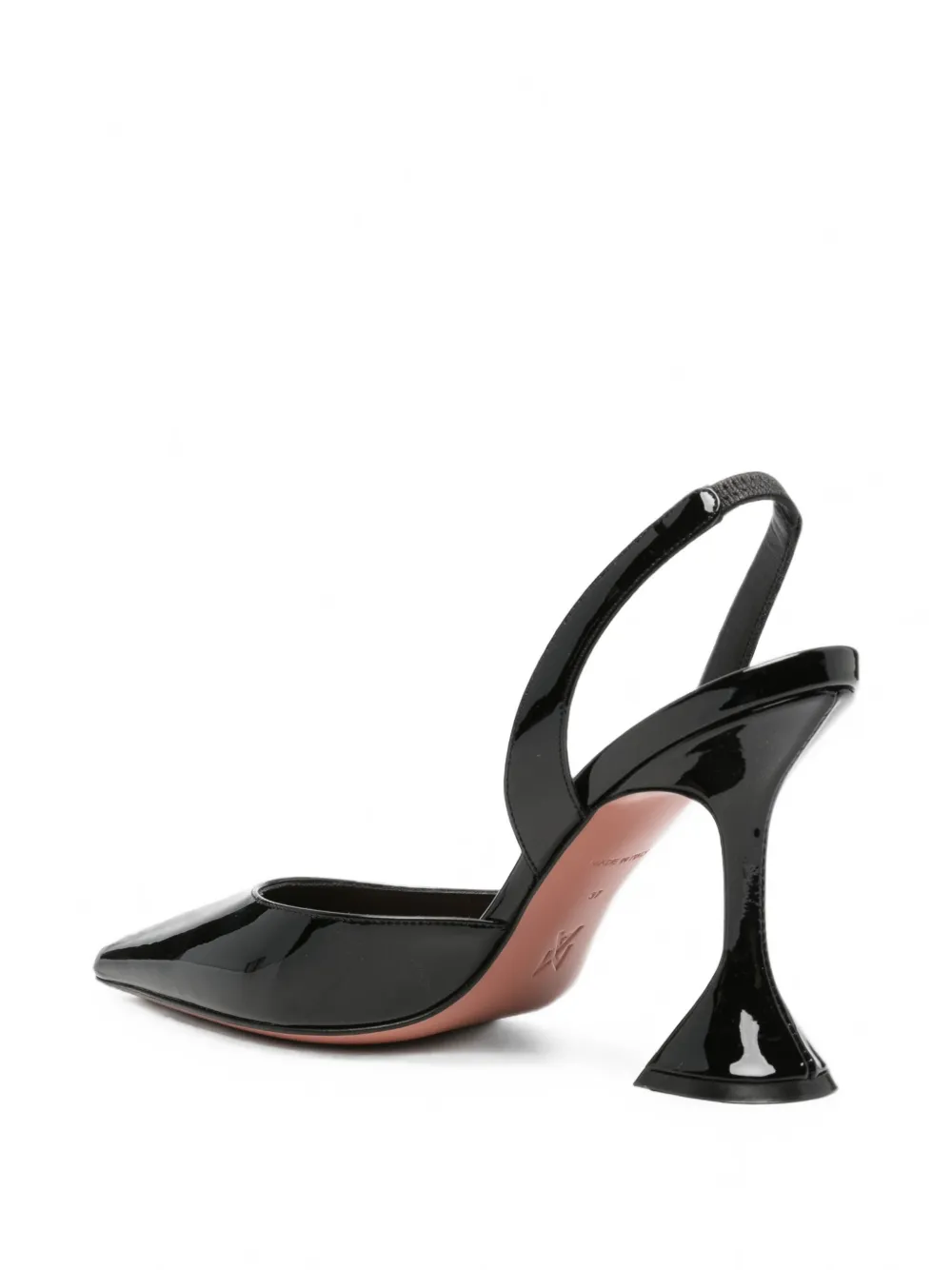 Amina Muaddi Hollis patent slingback pumps Zwart