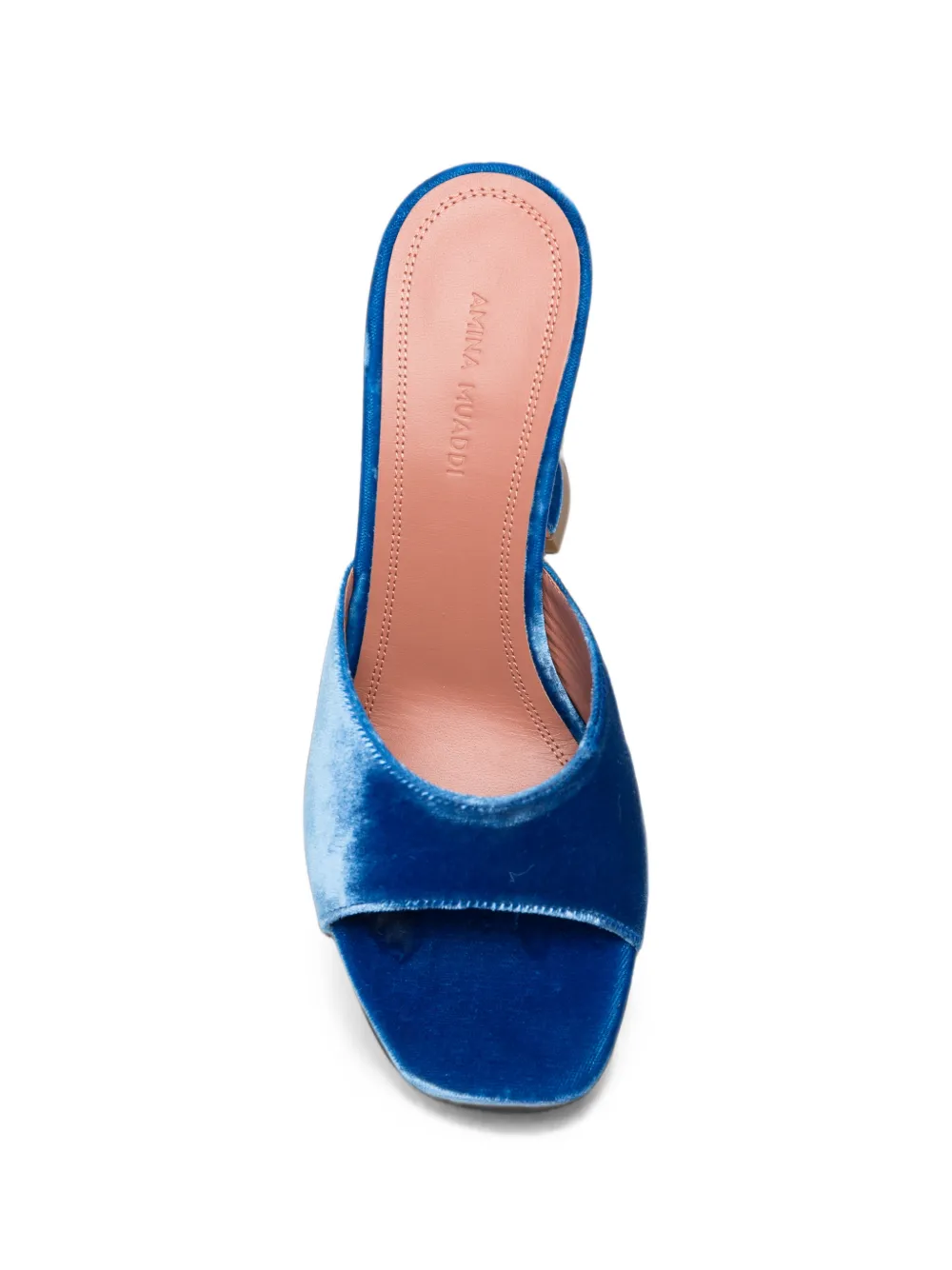 Amina Muaddi Lupita velvet sandals Blauw